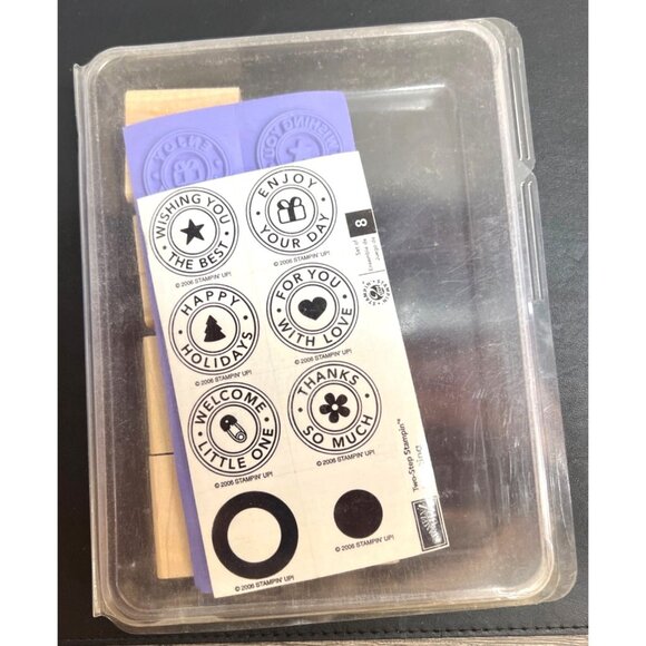 Stampin Up! New Wood MOunted Rubber Stamp Set "Riveting" 8 Pieces - Picture 2 of 3